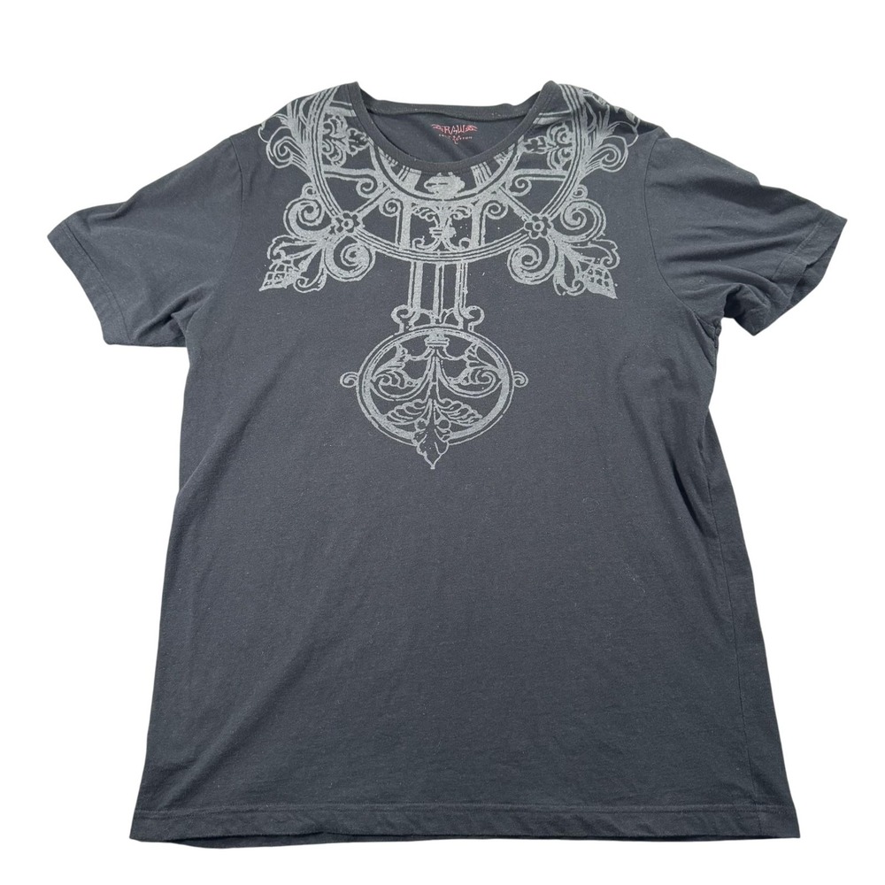 Raw 7 Shirt Mens Large Black Death Or Glory Graphic Gothic Double‎ Sided